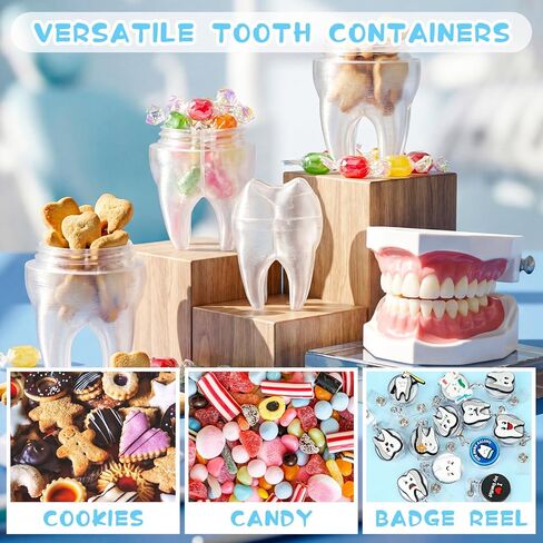 Novabright 8 Packs Dental Assistant Week Gifts Tooth Shaped Jar 3D Print Tooth Shaped Candy Filling Containers Jar Dental Health Month Appreciation Week Gifts Fun Dentist Day Rdh Supplies Favors in Saudi Arabia