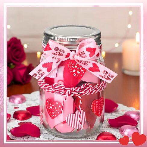 Love Notes Jar with 50 Red Pink Heart Notes Cards Heart Stickers and Ribbon Valentines Love Message Memory Jars Wedding Anniversary Birthday Gift for Boyfriend Girlfriend Husband Wife Couple in Saudi Arabia