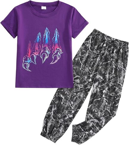 Boys Clothes Boy Outfits 2-Piece Fashion Camouflage Short-Sleeved T-shirt Camouflage Cargo Pant Teen Boys Clothing in Kuwait