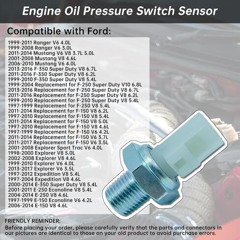 1F0017640 Engine Oil Pressure Switch Sensor Compatible with Ford F150 F250 F350 F-350 Super Duty E150 E250 E350 E-150 E-250 E-350 Econoline Club Wagon Replaces 1U5Z9278DA 6U5Z9278D 1U5T9278DA in Kuwait