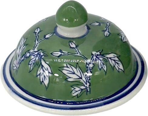 برطمان جالت إنترناشيونال كلاسيكي مزين بالزهور باللونين الأخضر والأزرق مقاس 30.48 سم مع غطاء - برطمان زنجبيل، تخزين الشاي، ديكور، مزهرية ديكور المنزل in Kuwait