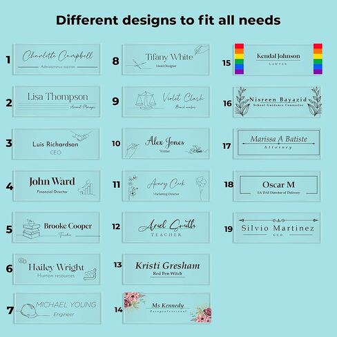 لوحة اسم مكتب أكريليك EGD مخصصة I ديكور مكتب لطيف I ملحقات مكتبية مع خيارات مواد مختلفة أنا لوحة اسم مخصصة مع خيارات الخط (10 × 3.5 بوصة) (1. أكريليك) in Kuwait