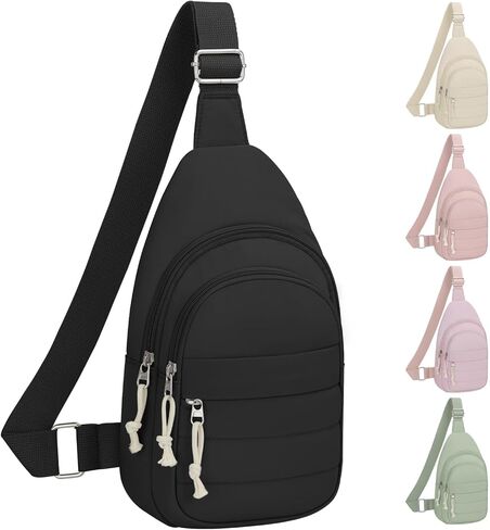 Crossbody Bags for Women Small Sling Bag Lightness Cross Body Bag Puffer Chest Bags Travel Fanny Pack for Travel Sport Hiking Beige in Saudi Arabia