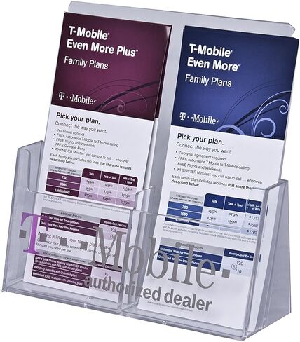 Clear-Ad - حامل كتيبات أكريليك ثلاثي الطي بجيبين مقاس 4 × 9 - منظم بطاقات رف سطح المكتب - حامل عرض كتيب - LHF-S130 (عبوة من 25 قطعة) in Kuwait