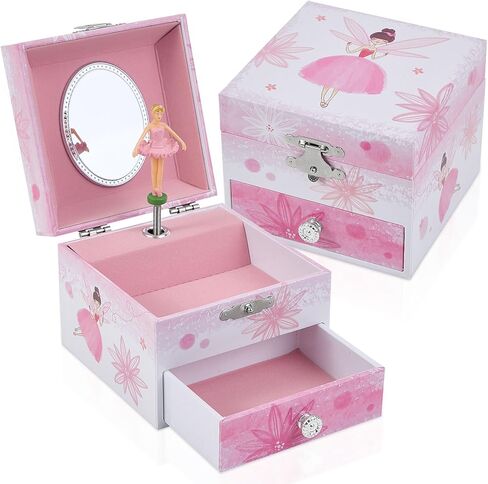 Girl's Musical Jewellery Box With Drawer and Spinning Unicorn, Kids Music Box Jewel Storage Toys Case for Girls Gift in Saudi Arabia