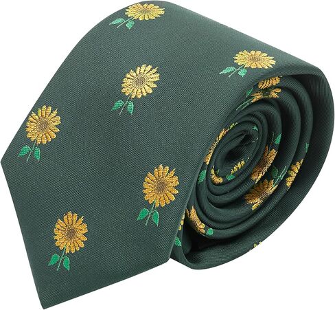 King & Priory Dark Green Embroidered Sunflower Tie in Saudi Arabia