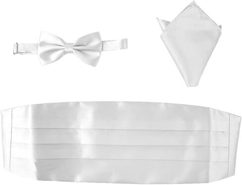 مجموعة منديل الجيب من Baluue من الساتان Cummerbund المربوطة مسبقًا، ملحقات السهرة الرسمية مقاس قابل للتعديل لملابس الزفاف والسهرات in Saudi Arabia