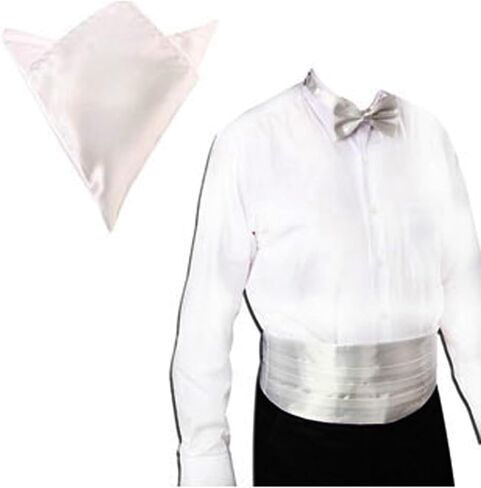مجموعة منديل الجيب من Baluue من الساتان Cummerbund المربوطة مسبقًا، ملحقات السهرة الرسمية مقاس قابل للتعديل لملابس الزفاف والسهرات in Saudi Arabia
