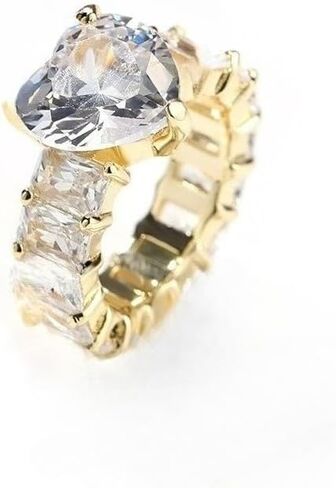 خاتم من الذهب الصلب فوق S925 من الفضة الإسترليني على شكل قلب مويسانيتي، شريط جمالي عتيق قابل للتكديس، هدية للسيدات in Kuwait