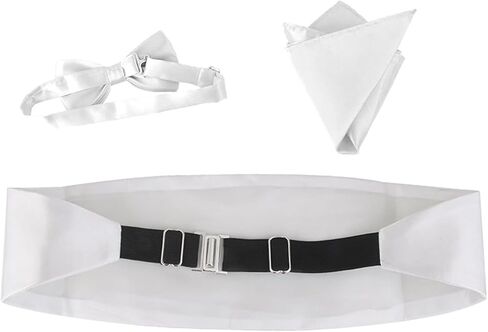 مجموعة منديل الجيب من Baluue من الساتان Cummerbund المربوطة مسبقًا، ملحقات السهرة الرسمية مقاس قابل للتعديل لملابس الزفاف والسهرات in Saudi Arabia
