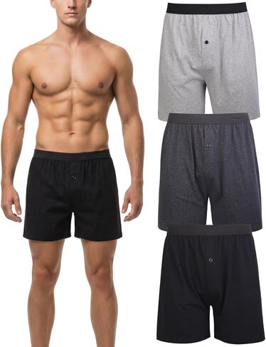 Men’s 100% Cotton Loose Fit Soft Knit Solid Color 3-Pack Boxer Shorts in Saudi Arabia