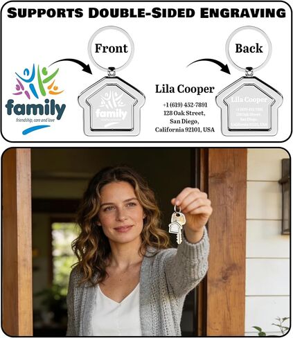 5-100 Pcs Personalized Custom Home Keychains, Rotating Personalized Metal Keychains Double-Sided Laser Engraved with Your Logo/Text for Housewarming, Employees, Realtor, Men & Women in Saudi Arabia