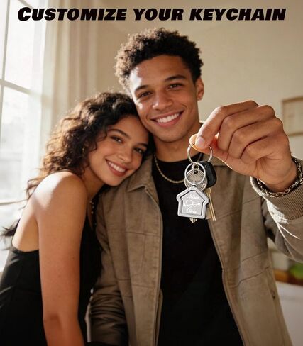 5-100 Pcs Personalized Custom Home Keychains, Rotating Personalized Metal Keychains Double-Sided Laser Engraved with Your Logo/Text for Housewarming, Employees, Realtor, Men & Women in Saudi Arabia