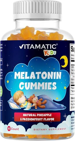 Vitamatic Sugar Free Kids Melatonin 1mg, 90 Gummies, 60 Pineapple & passionfruit Flavored Gummies, 90 Days Supply in Saudi Arabia