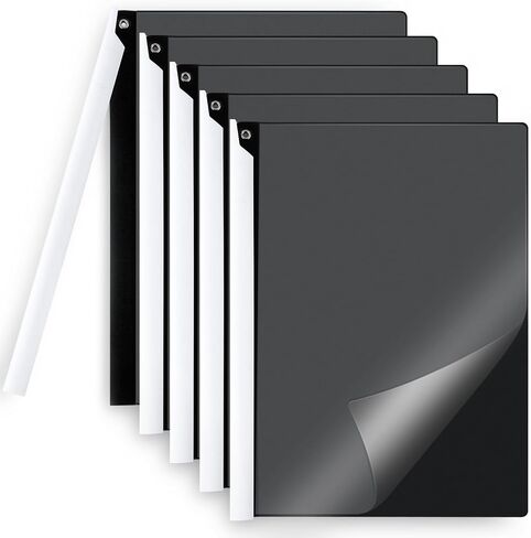 5PCS Clear Report Covers with Swing Clip, Professional Clear Front Presentation Folders Resume Folder, 30 Sheets Capacity A4 Size File Document Organizer, No Punch Needed (Black) in Kuwait