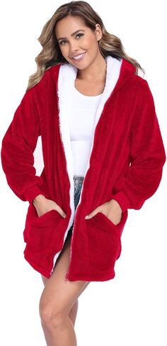 سترة RONGTAI النسائية كبيرة الحجم كاجوال بسحاب كامل للنساء سويت شيرت من الصوف مع جيوب in Kuwait