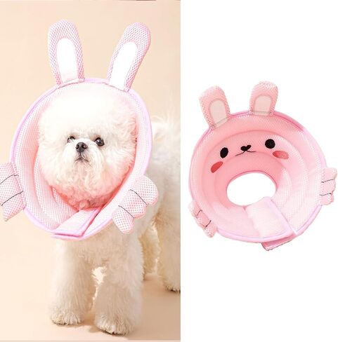 طوق مخروطي للقطط من MANON ROSA: طوق إليزابيث ناعم بعد الجراحة، تصميم حيوان لطيف قابل للتعديل للكلاب والقطط والجراء والقطط والأرانب والأرانب يمنع اللعق (أرنب، XS) in Kuwait