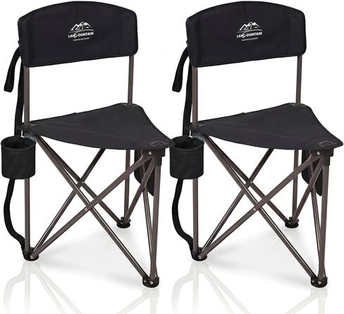 LANMOUNTAIN Folding Camping Tripod Stool w/Backrest,Carry Bag,Lightweight Portable Outdoor Lawn Chairs Compact for Adults Fishing,Hunting,Travel,Black in Kuwait