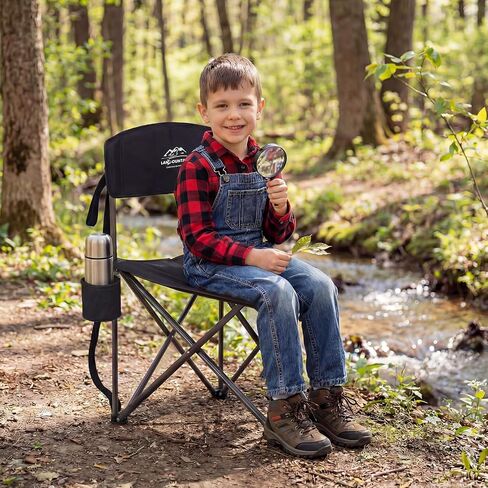 LANMOUNTAIN Folding Camping Tripod Stool w/Backrest,Carry Bag,Lightweight Portable Outdoor Lawn Chairs Compact for Adults Fishing,Hunting,Travel,Black in Kuwait