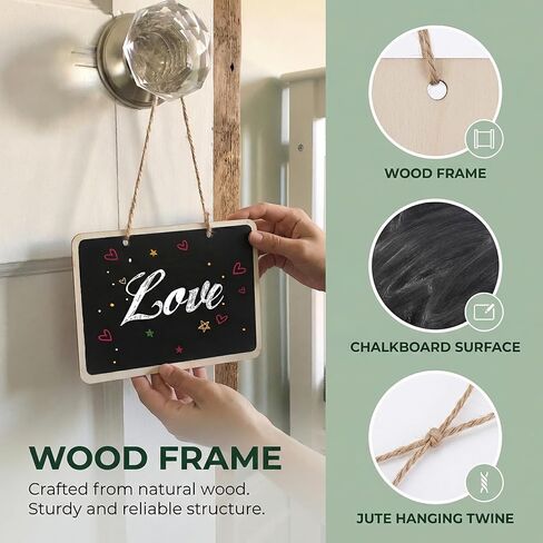 Garneck 4 Pack Hanging Chalkboard Signs: Double Sided Wooden Small Blackboard with String Erasable Message Board for Wedding Party Home Store Office Decor in Saudi Arabia
