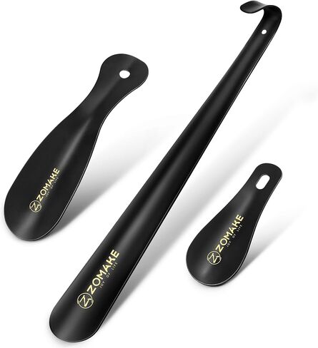 ZOMAKE Metal Shoe Horn Long Handle - Shoehorn for Seniors 16.5" with 2pcs Travel Shoe Horns for Men, Calzador De Zapatos Largo Shoe Helper in Kuwait