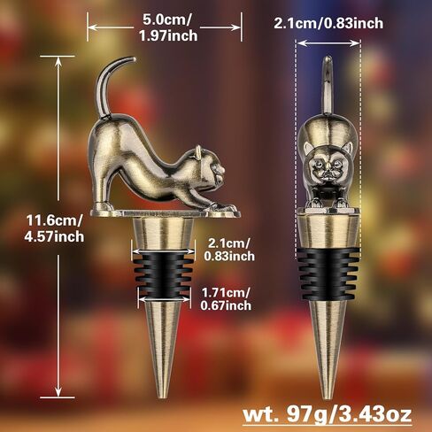 LKKCHER Cat Wine Bottle Stopper, Cat Decorative Gifts for Kitty Lovers Women Men, Birthday Fathers Day Christmas Gifts for Women Men, Bronze Wine Saver with Bag in Saudi Arabia