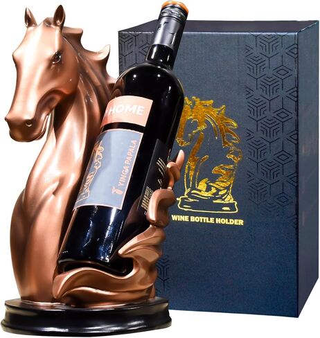 Wine Bottle Holder Wine Racks Tabletop Horse Statue as Home Kitchen Wine Cellar Decorative Storage Organizer, Horse Sculpture Horse Decor Horse Gifts for Girls Men Women (Silver) in Saudi Arabia