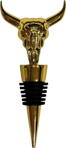 Rustic Western Cow Skull Wine Bottle Stopper, Gold Finish – Decorative Cowboy Bar Accessory & Wine Preservation Gift - C&E HOME COLLECTIVE in Saudi Arabia