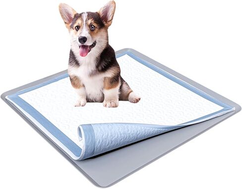 Skywin Cat Pee Pad Holder Tray for 11.5 x 17 Inches Training Pads (Grey) - Silicone Pee Pad Holder for Cats, Easy to Clean and Store Pee Pad Holder for Kittens, No Spill Pee Pad Holder for Puppies in Saudi Arabia