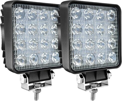 القرون الخفيفة LED للشاحنة، 4 بوصة 48 واط LED جراب ضوء مربع شعاع الفيضانات ضوء العمل ضوء الطرق الوعرة أدى ضوء الضباب شاحنة ضوء القيادة ضوء القارب الإضاءة لشاحنة بيك اب SUV 4WD ATV UTV (10 قطع) in Kuwait