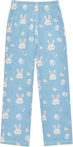 Pajama Pants - Teddy Bear Bow Pattern Soft PJ Bottoms for Sleepwear Size 6-14 in Saudi Arabia