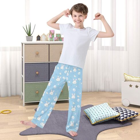 Pajama Pants - Teddy Bear Bow Pattern Soft PJ Bottoms for Sleepwear Size 6-14 in Saudi Arabia