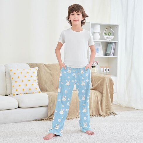 Pajama Pants - Teddy Bear Bow Pattern Soft PJ Bottoms for Sleepwear Size 6-14 in Saudi Arabia