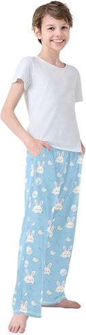 Pajama Pants - Teddy Bear Bow Pattern Soft PJ Bottoms for Sleepwear Size 6-14 in Saudi Arabia