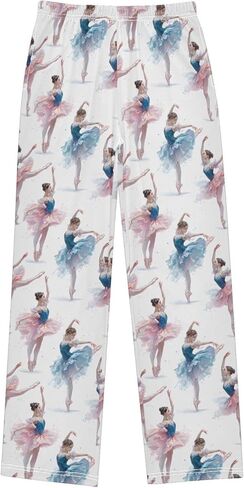 Pajama Pants - Teddy Bear Bow Pattern Soft PJ Bottoms for Sleepwear Size 6-14 in Saudi Arabia