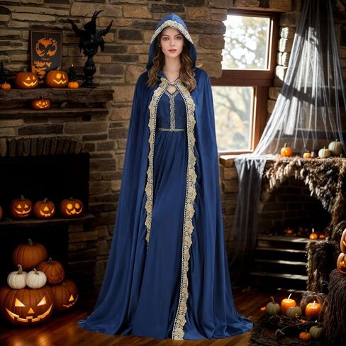 yolsun Medieval Hooded Cloak for Women, Renaissance Full Length Cape Halloween Wizard Cloak in Saudi Arabia