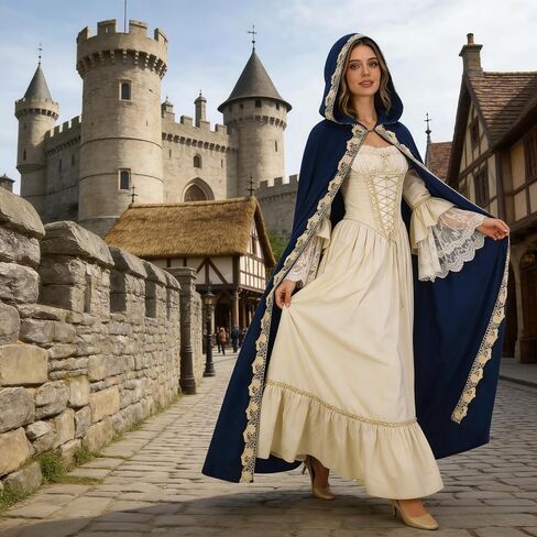 yolsun Medieval Hooded Cloak for Women, Renaissance Full Length Cape Halloween Wizard Cloak in Saudi Arabia