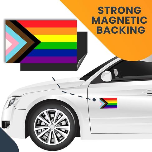 Magnet Me Up: ملصق مغناطيسي للسيارة Flag Progress Pride Gay Pride Rainbow Flag - 3x5 بوصة - مغناطيس سيارات شديد التحمل للسيارة والشاحنات وسيارات الدفع الرباعي - أظهر الدعم لمجتمع LGBTQ - أي سطح مغناطيسي in Kuwait