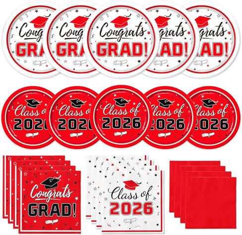 Graduation Party Supplies Kit Serves 50 - Graduation Party Maroon Class of 2024 Tableware, Disposable Dinner Plates, Dessert Plates, and Napkins for Congrats Grad Party Decorations in Kuwait