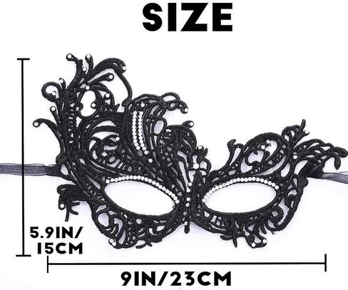 Rhinestone Masquerade Ball Mask for Women Black Lace Masks Halloween Costume Eye Mask Shiny Luxury Mask for Women in Saudi Arabia