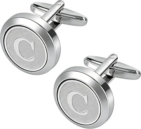 Men's Letter-Style Cufflinks, Classic Stainless Steel Initial Cufflinks for Wedding, Business in Kuwait