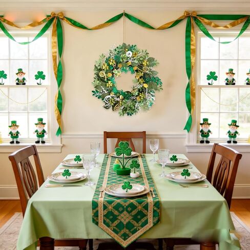idyllic 22 Inch St. Patrick's Day Wreath Artificial Shamrock Eucalyptus Decor for Front Door Living Room Mantel Wall Window Porch Indoor Outdoor Holiday Home Decor in Saudi Arabia