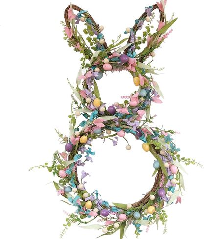 Idyllic Bunny Shaped Easter Wreath 26 Inch Foldable Wreath with Easter Egg Decor - Easter Decorations for Front Door Living Room Farmhouse Garden in Saudi Arabia