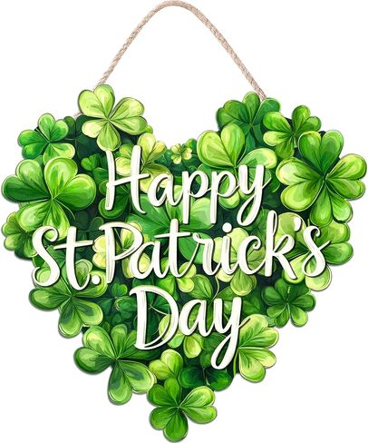 ديكورات عيد القديس باتريك إكليل باب شامروك خشبي لعلامة الترحيب بالباب الأمامي، علامة تعليق ديكور مزرعة سانت باتريك في الهواء الطلق داخلي شامروك البرسيم الربيع ديكور جدار المنزل in Kuwait