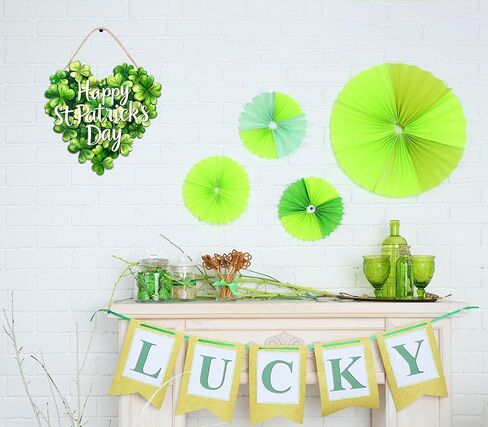ديكورات عيد القديس باتريك إكليل باب شامروك خشبي لعلامة الترحيب بالباب الأمامي، علامة تعليق ديكور مزرعة سانت باتريك في الهواء الطلق داخلي شامروك البرسيم الربيع ديكور جدار المنزل in Kuwait