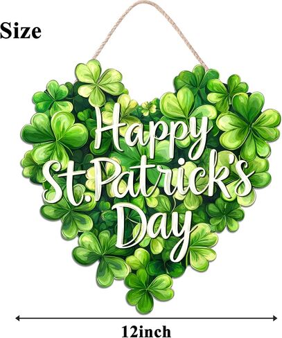 ديكورات عيد القديس باتريك إكليل باب شامروك خشبي لعلامة الترحيب بالباب الأمامي، علامة تعليق ديكور مزرعة سانت باتريك في الهواء الطلق داخلي شامروك البرسيم الربيع ديكور جدار المنزل in Kuwait