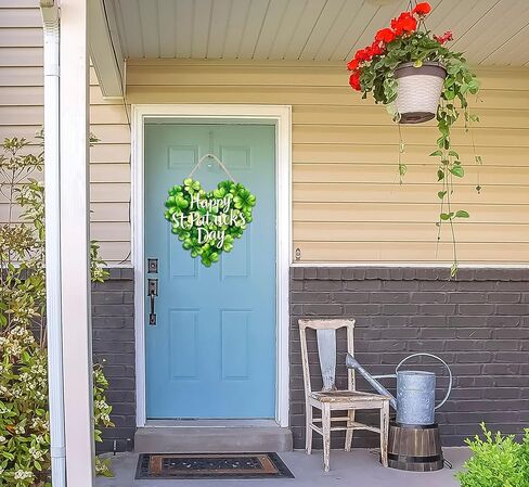 ديكورات عيد القديس باتريك إكليل باب شامروك خشبي لعلامة الترحيب بالباب الأمامي، علامة تعليق ديكور مزرعة سانت باتريك في الهواء الطلق داخلي شامروك البرسيم الربيع ديكور جدار المنزل in Kuwait