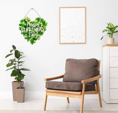 ديكورات عيد القديس باتريك إكليل باب شامروك خشبي لعلامة الترحيب بالباب الأمامي، علامة تعليق ديكور مزرعة سانت باتريك في الهواء الطلق داخلي شامروك البرسيم الربيع ديكور جدار المنزل in Kuwait