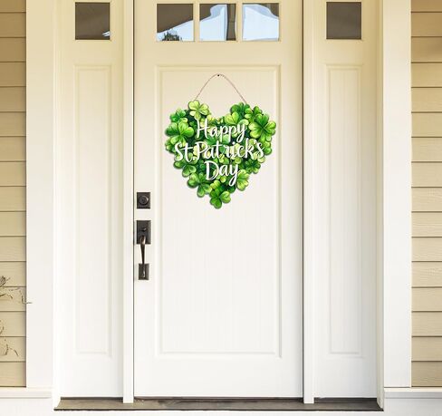 ديكورات عيد القديس باتريك إكليل باب شامروك خشبي لعلامة الترحيب بالباب الأمامي، علامة تعليق ديكور مزرعة سانت باتريك في الهواء الطلق داخلي شامروك البرسيم الربيع ديكور جدار المنزل in Kuwait