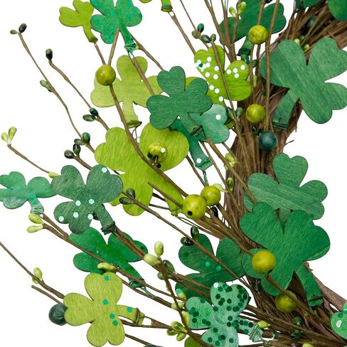 20 بوصة عيد القديس باتريك شامروك إكليل للباب الأمامي اليدوية زينة عيد القديس باتريك بريق البرسيم علامة خشبية نافذة جدار المنزل in Kuwait